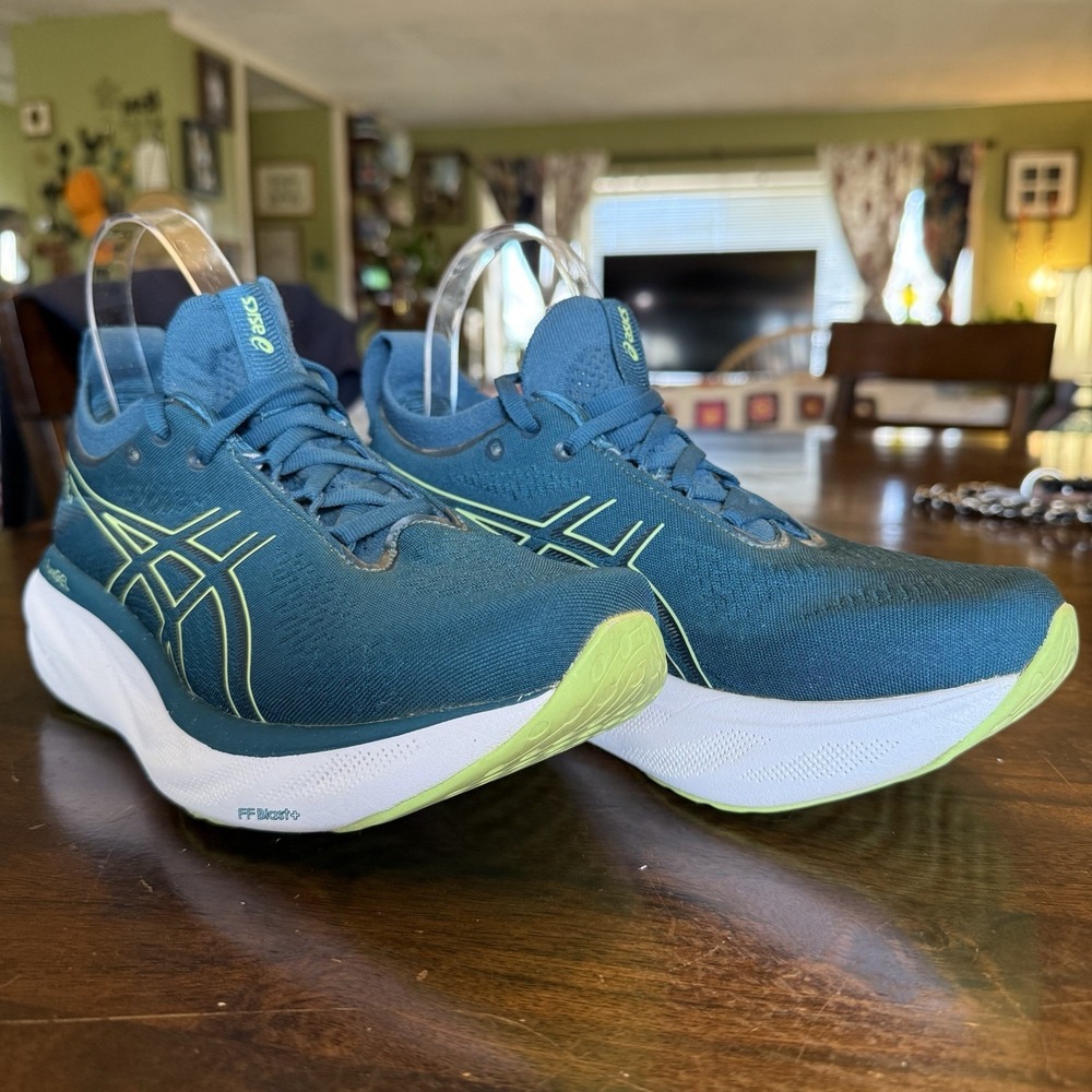 Women's ASICS Gel-Nimbus 25 Ink Teal/Lime Running Shoes USA Women's 7.5 EUC - Picture 3 of 15